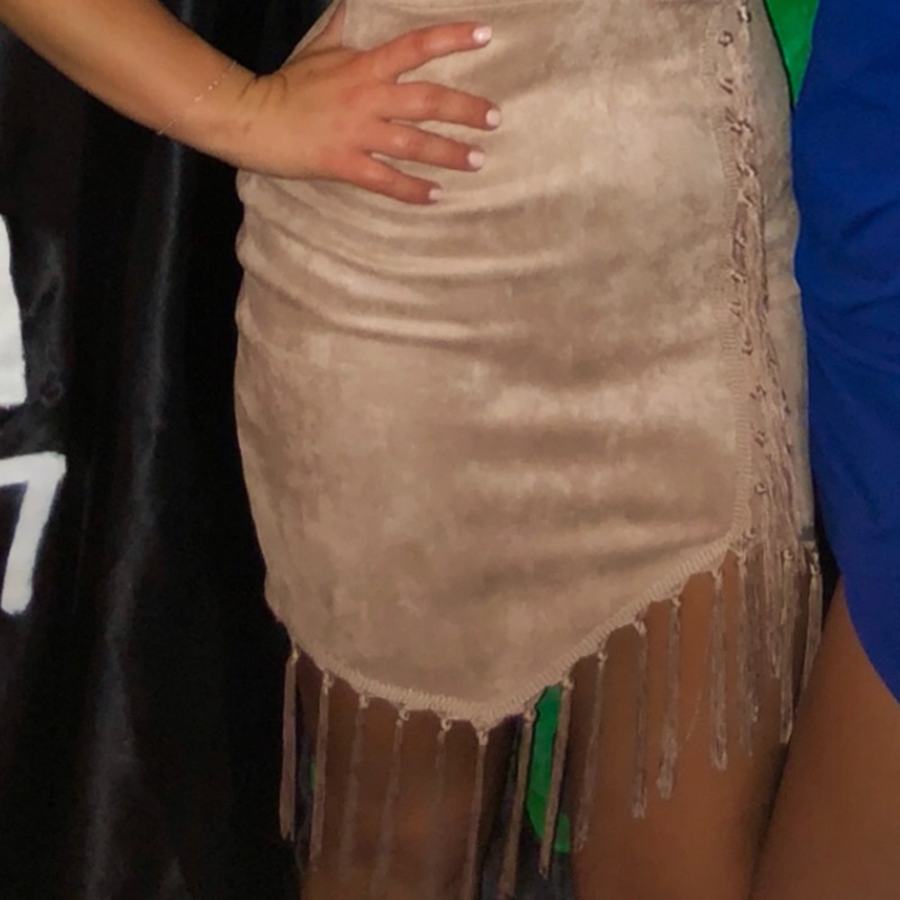 Suede & Tassle Cocktail Dress - Picture 2 of 4